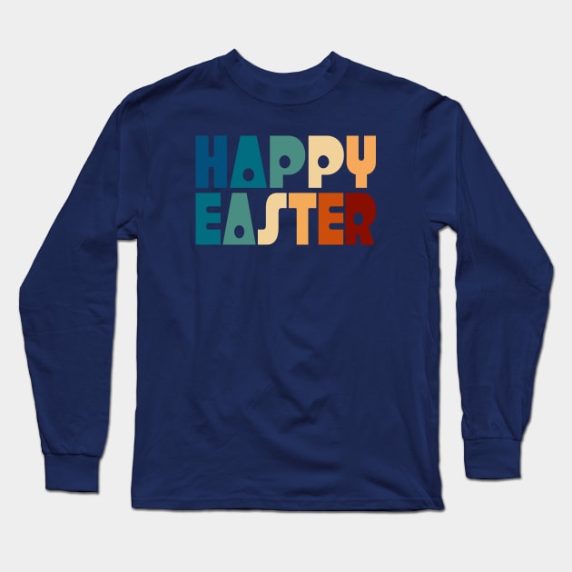 Playful Colorful Retro Happy Easter Typography Long Sleeve T-Shirt by Jasmine Anderson